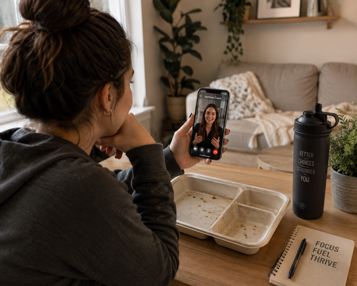 tandoco customer on a video call with her wellness coach